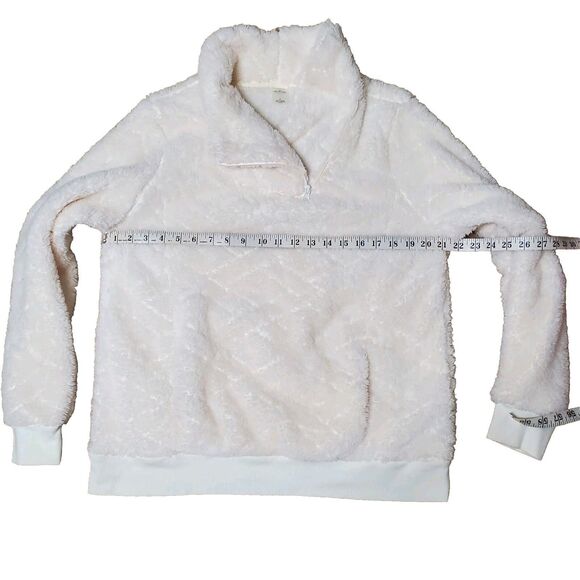St. Johns Bay Womens Sz L White Fleece Plush Pullover - Picture 7 of 8